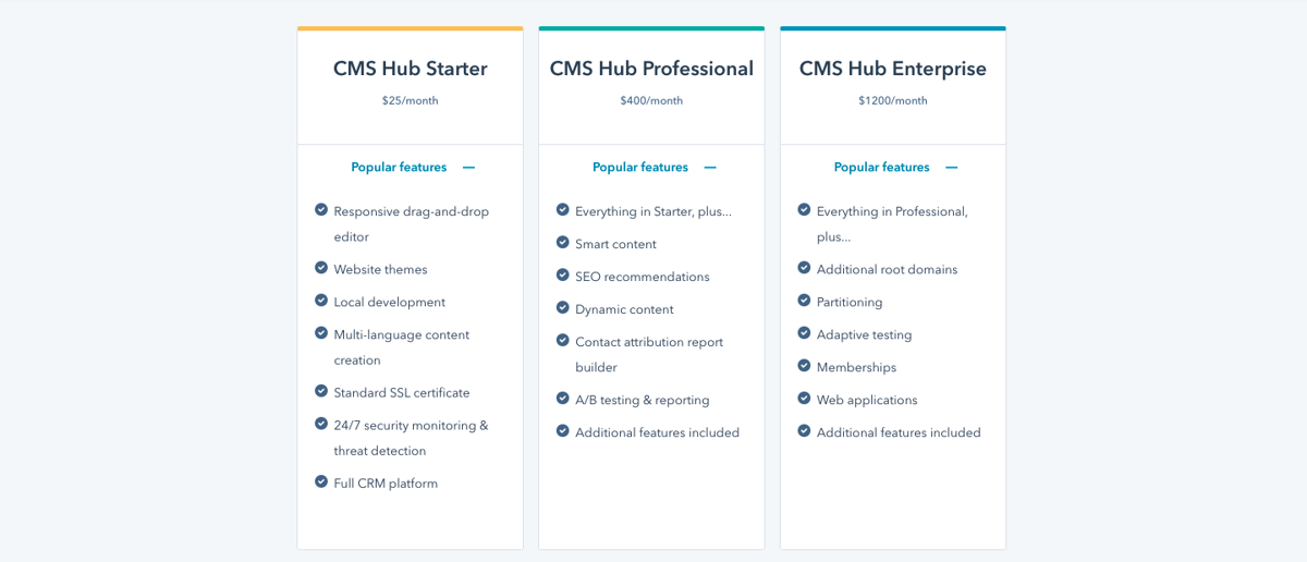 新的HubSpot CMS Hub入门级发布业务增长