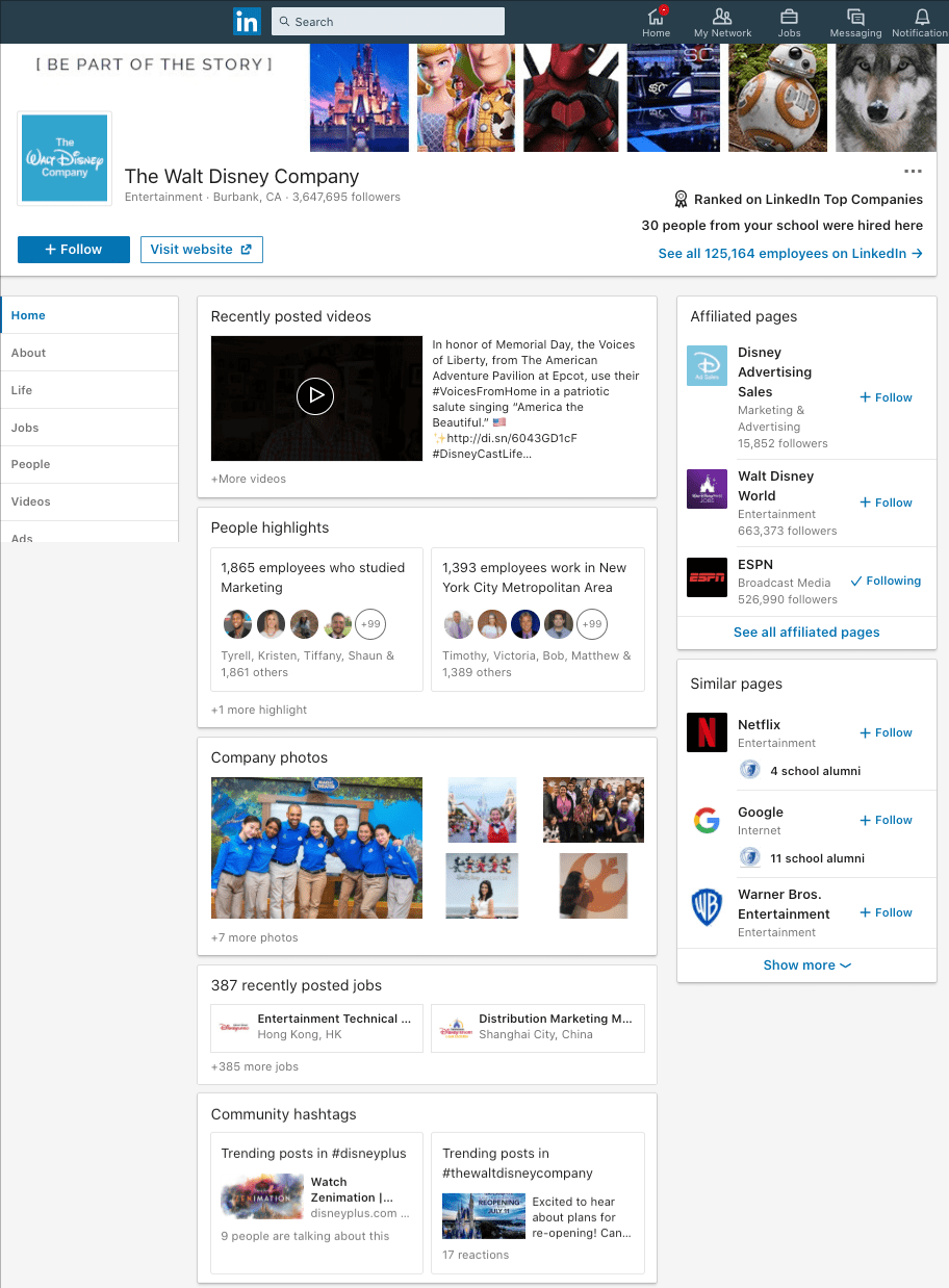 华特迪士尼公司概览LinkedIn
