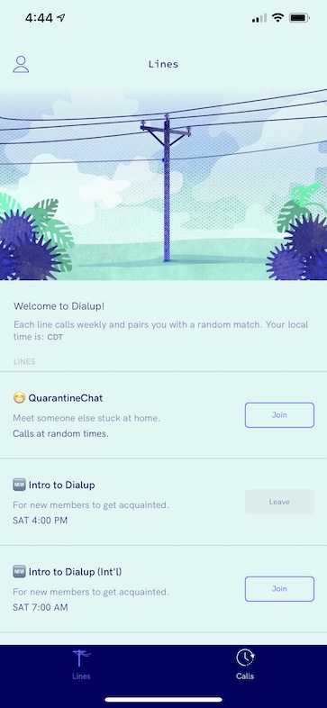 拨号主屏幕与线路的列表