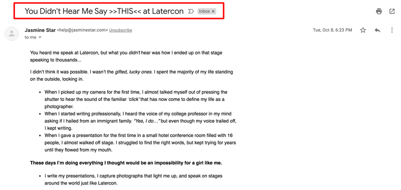 电子邮件主题行示例latercon