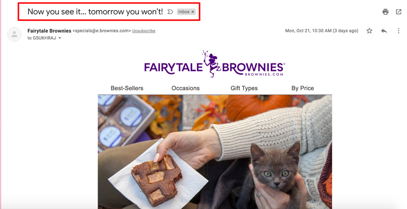 电子邮件主题行示例