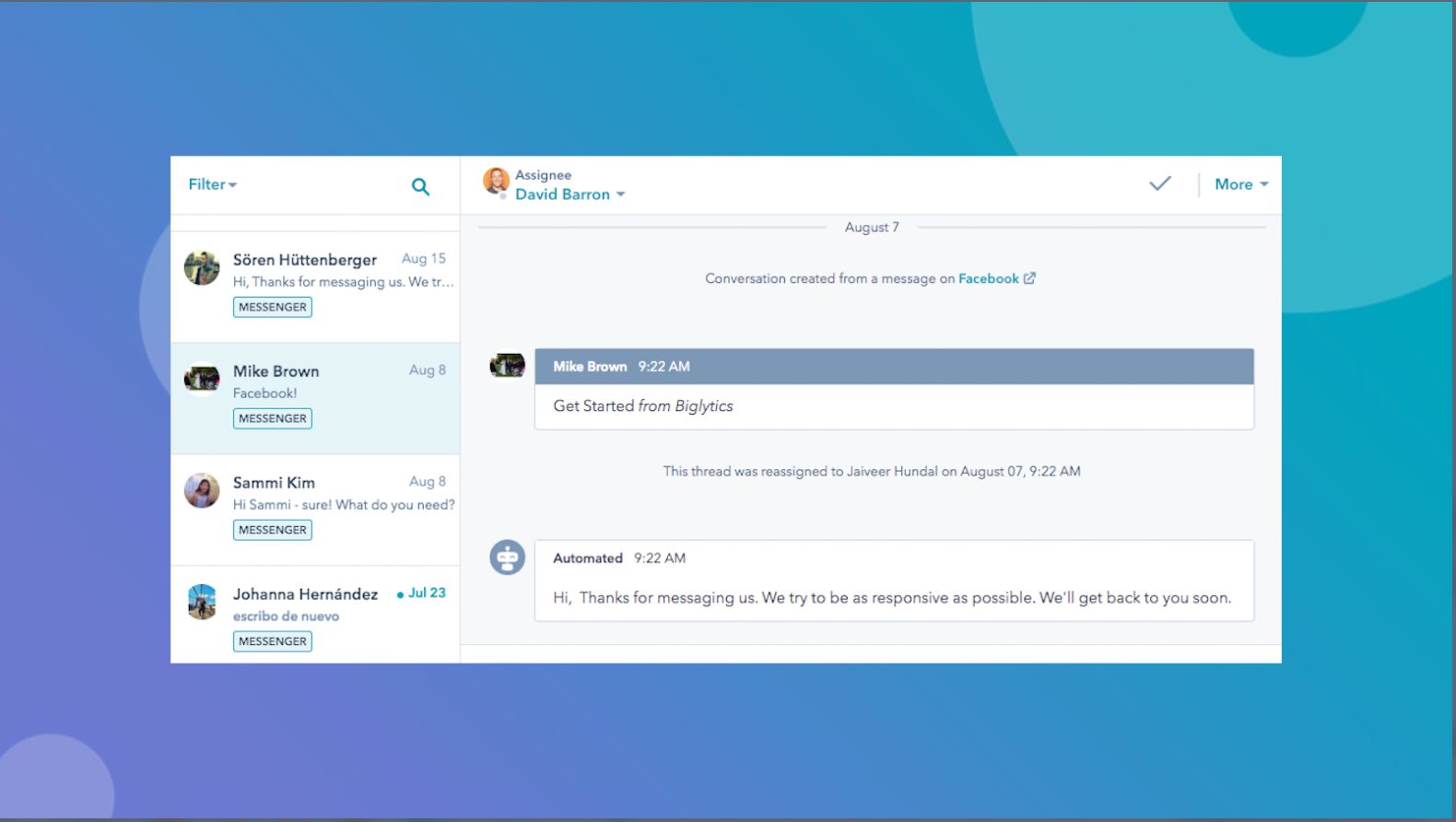 最佳hubspot整合facebook messenger