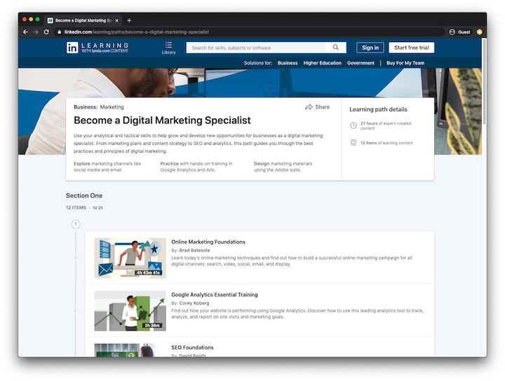 LinkedIn学习数字营销专家课程
