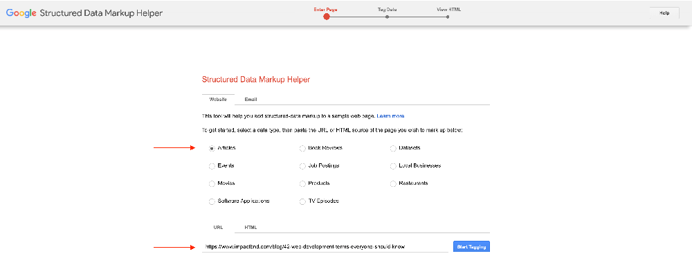googles结构数据标记帮助器url文章